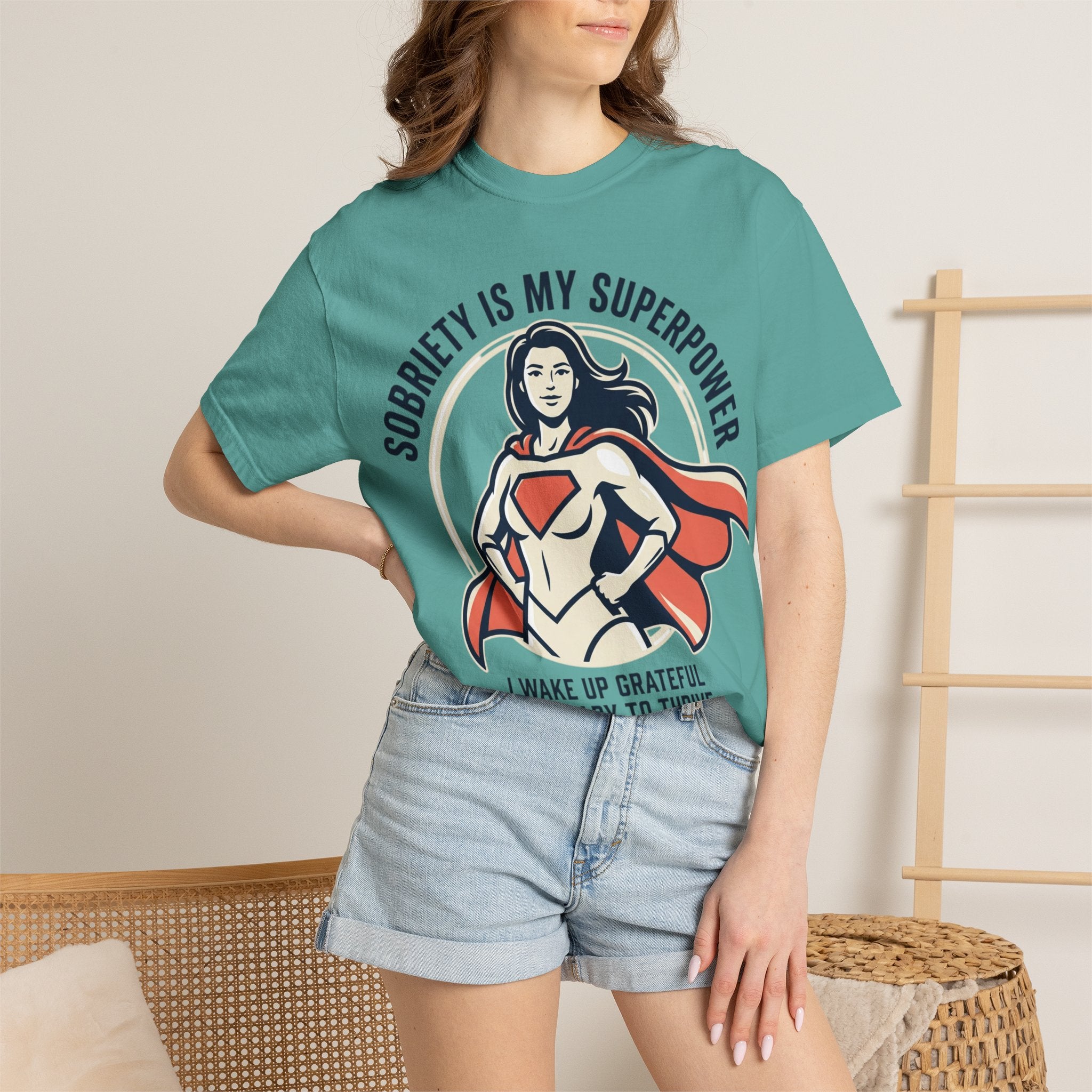 Sobriety Is My Superpower T-Shirt — Women's Recovery Hero Graphic Tee