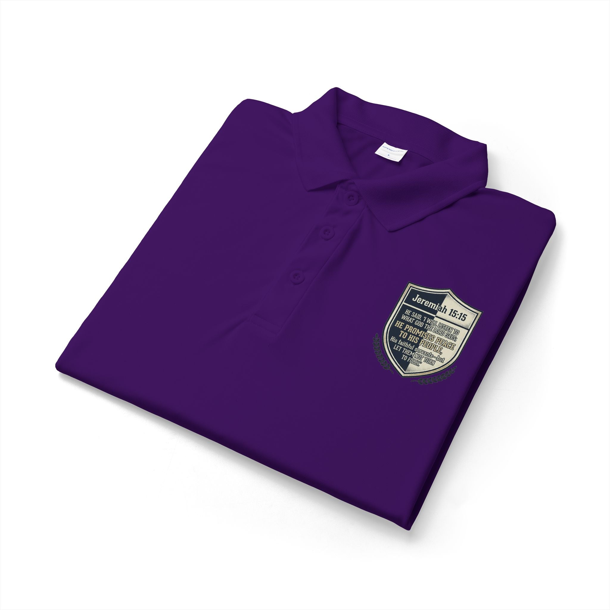 Embroidered Christian Polo Shirt – Vintage Shield Crest