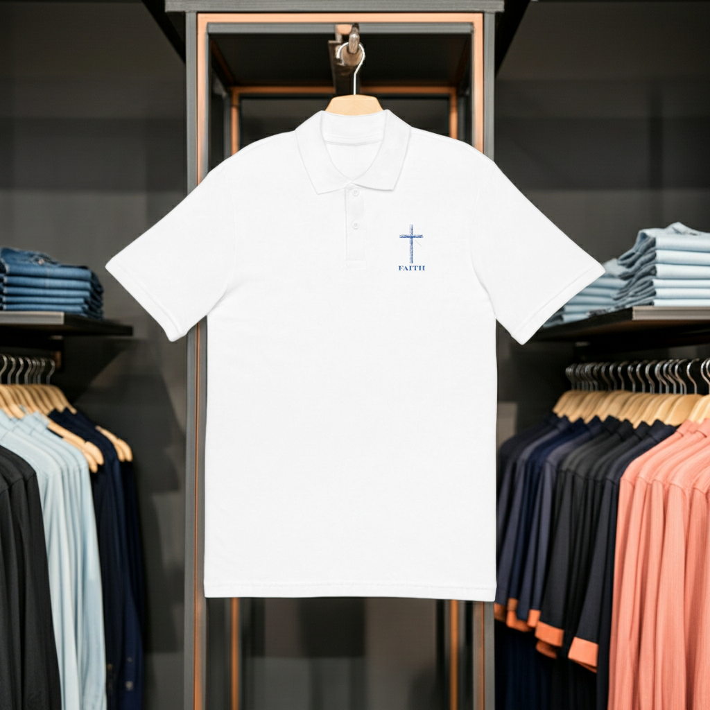 Believe Faith Embroidered Pique Polo Shirt