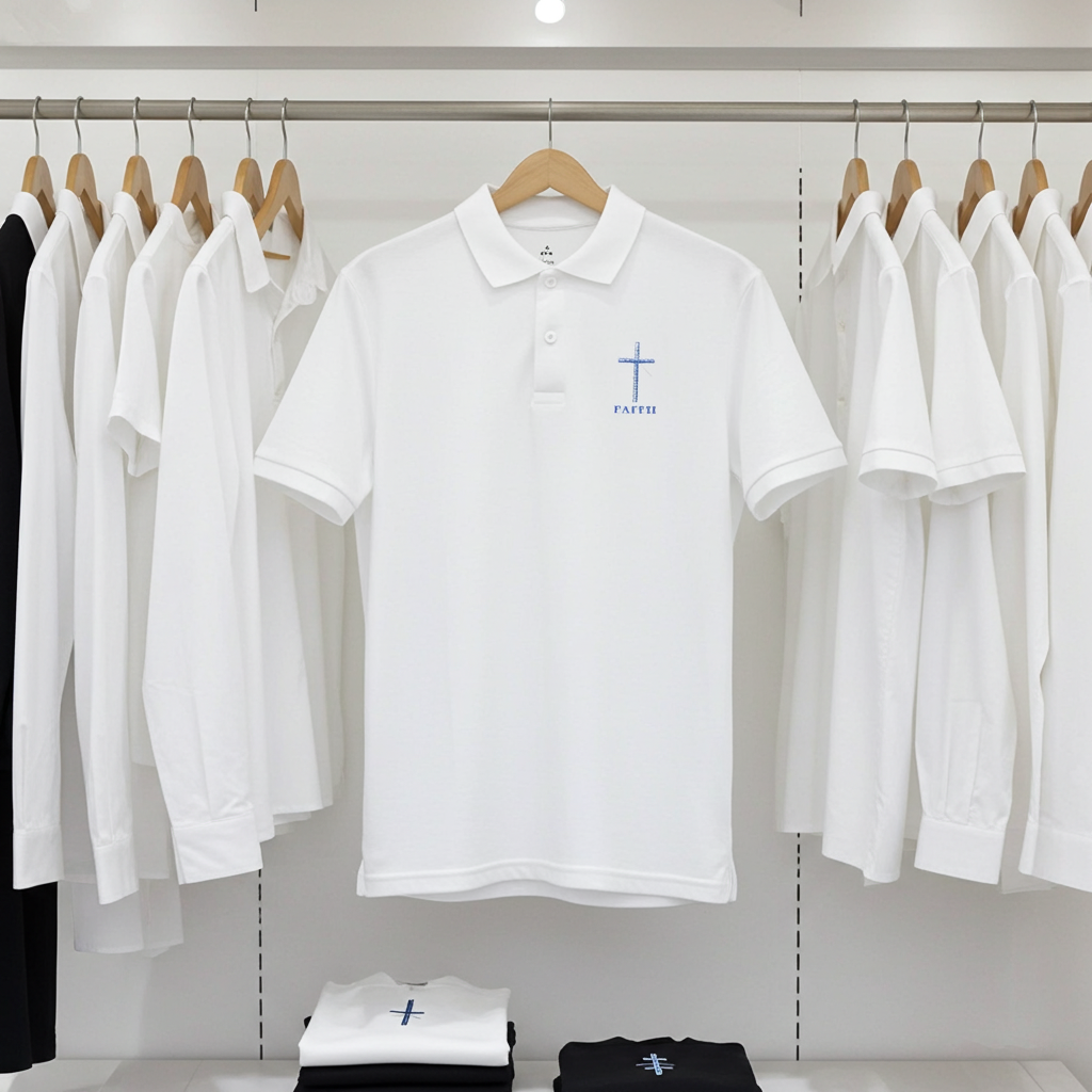 Believe Faith Embroidered Pique Polo Shirt