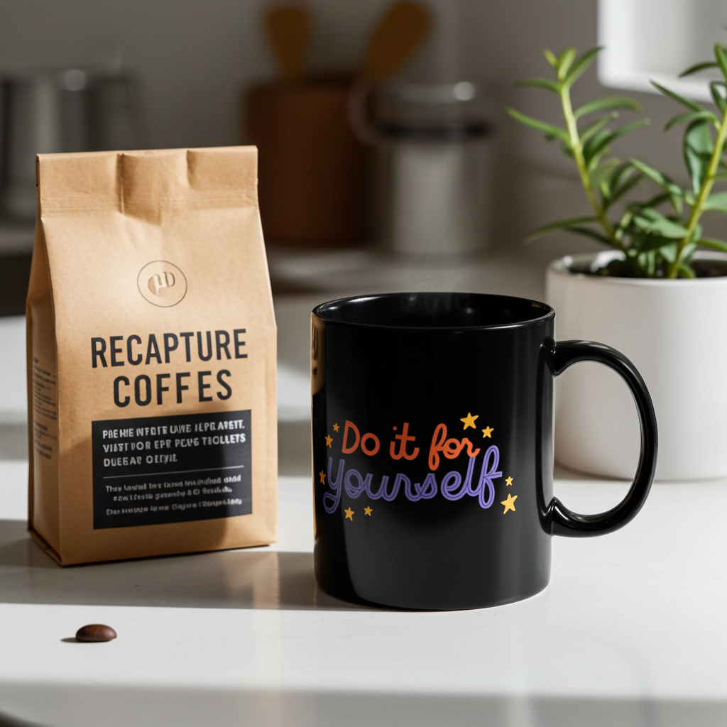 Motivational Black Ceramic Coffee Mug With Retro Script