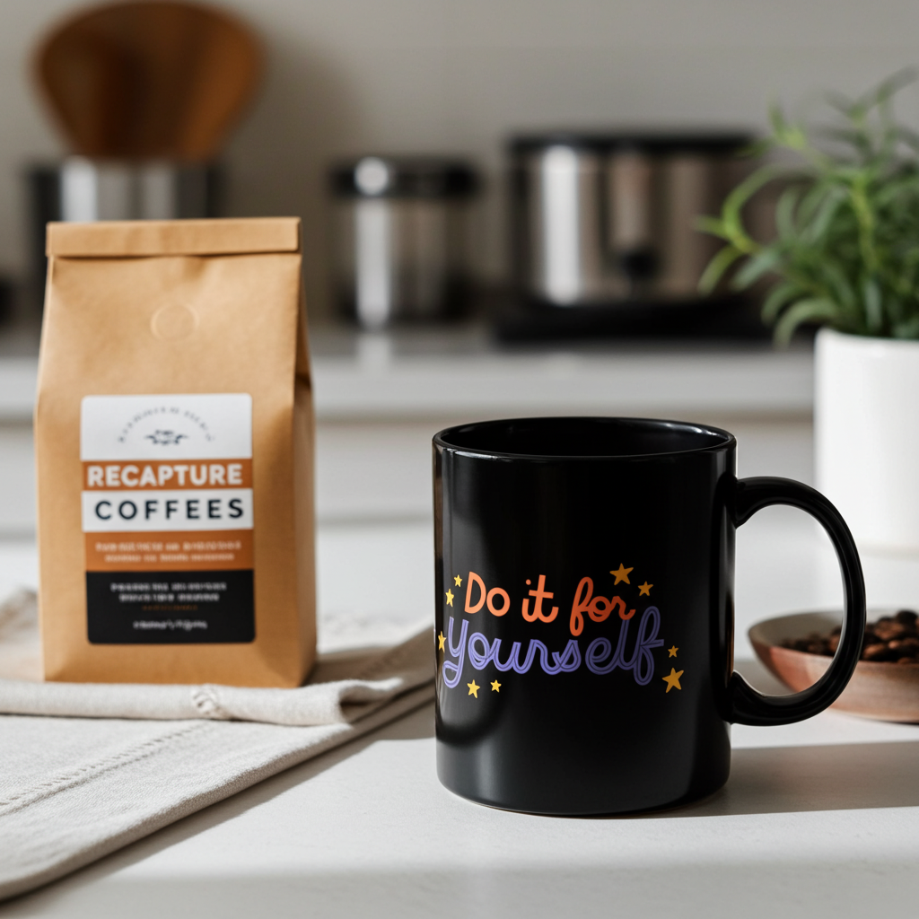 Motivational Black Ceramic Coffee Mug With Retro Script