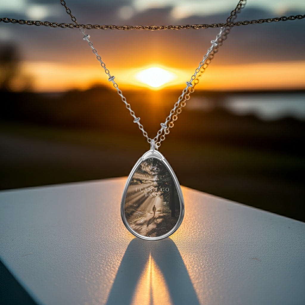 Recovery Sober Living Oval Necklace — 'I Can't Go Back' Inspirational Pendant
