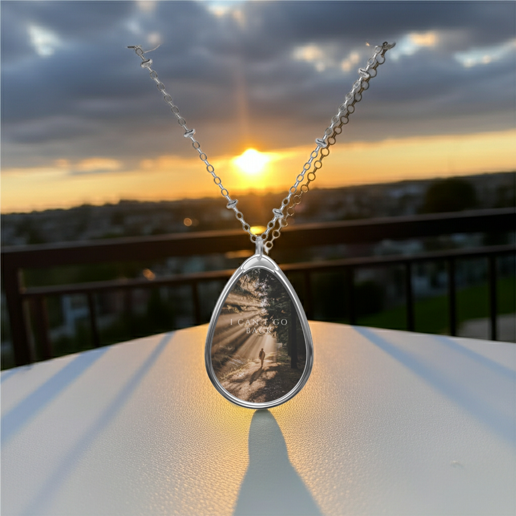 Recovery Sober Living Oval Necklace — 'I Can't Go Back' Inspirational Pendant
