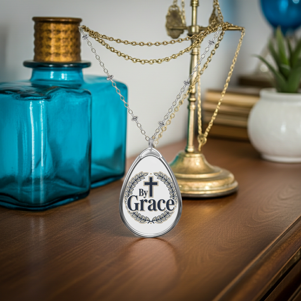 By Grace Oval Pendant Necklace – Christian Inspiration