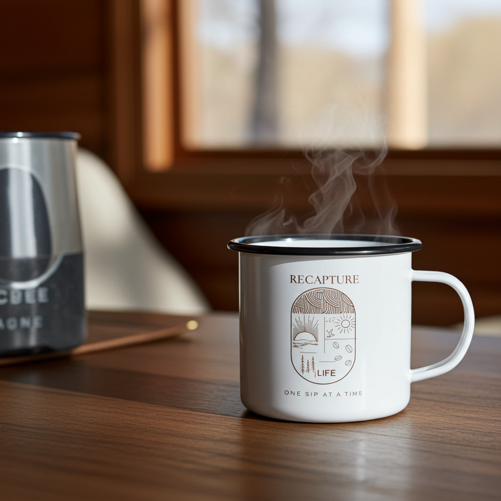 Enamel Camp Mug With Grateful For Recovery Message