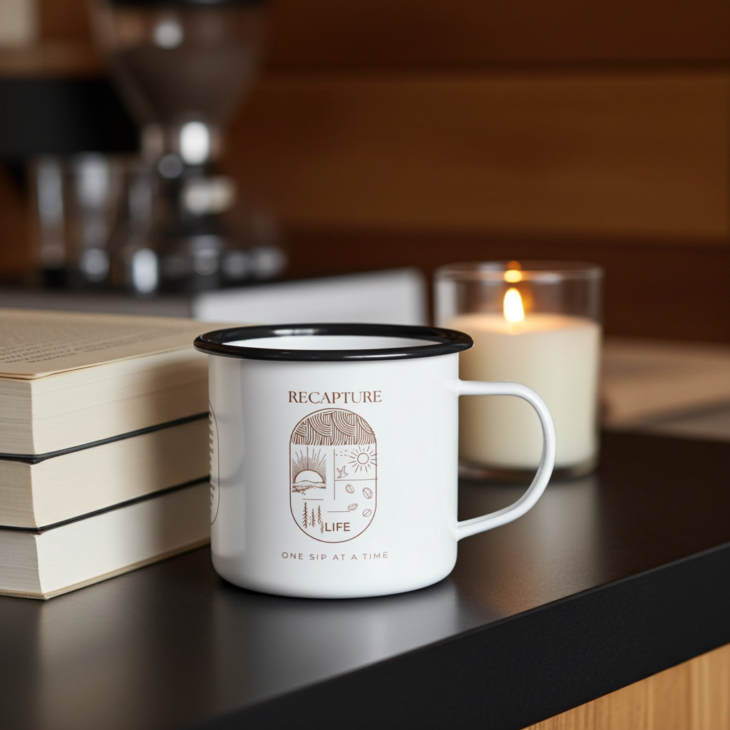 Enamel Camp Mug With Grateful For Recovery Message